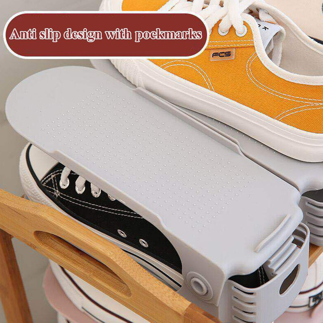 Adjustable folding shoe slots organizer for space-saving.