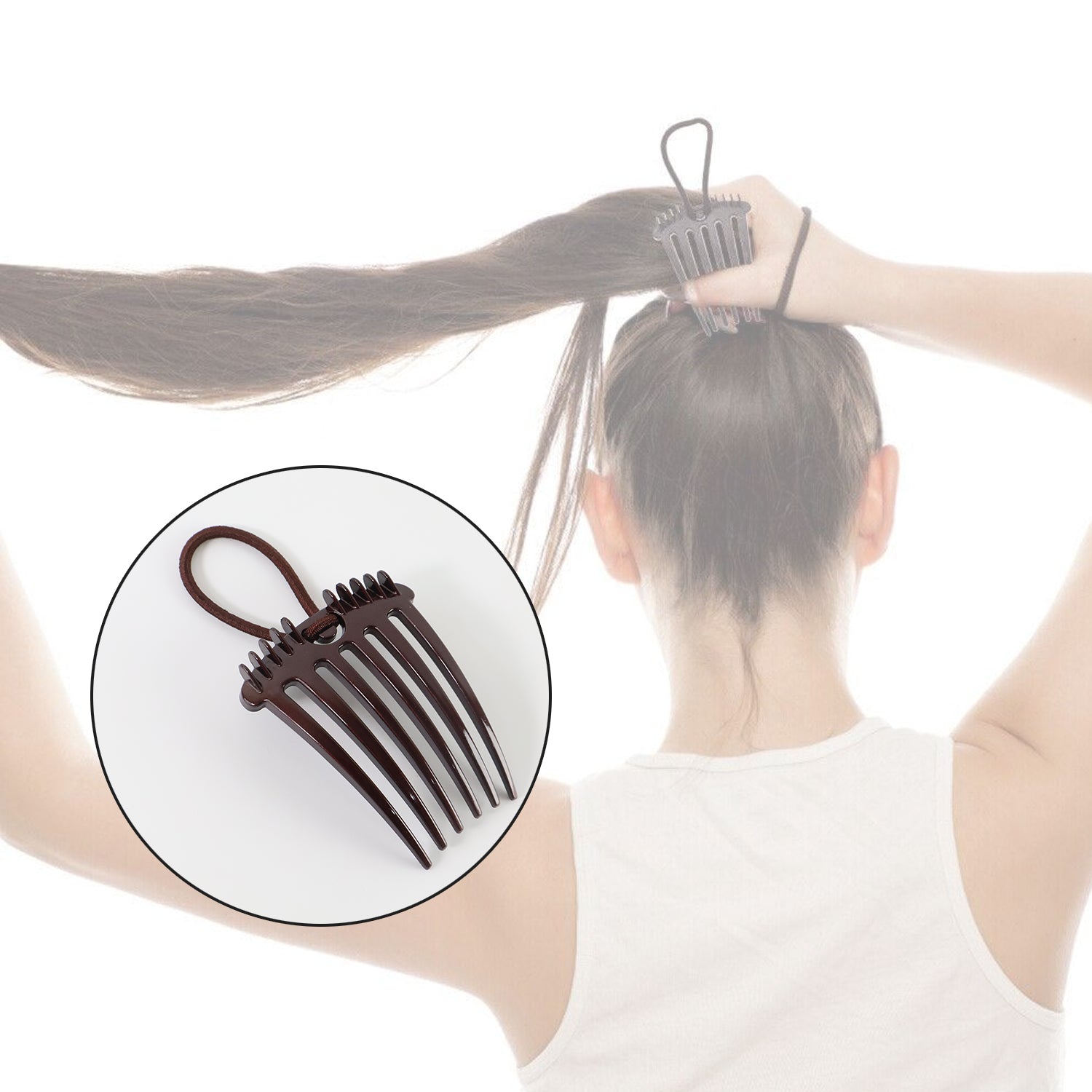 Ponytail Comb with Elastic Loop - (1 Pc)