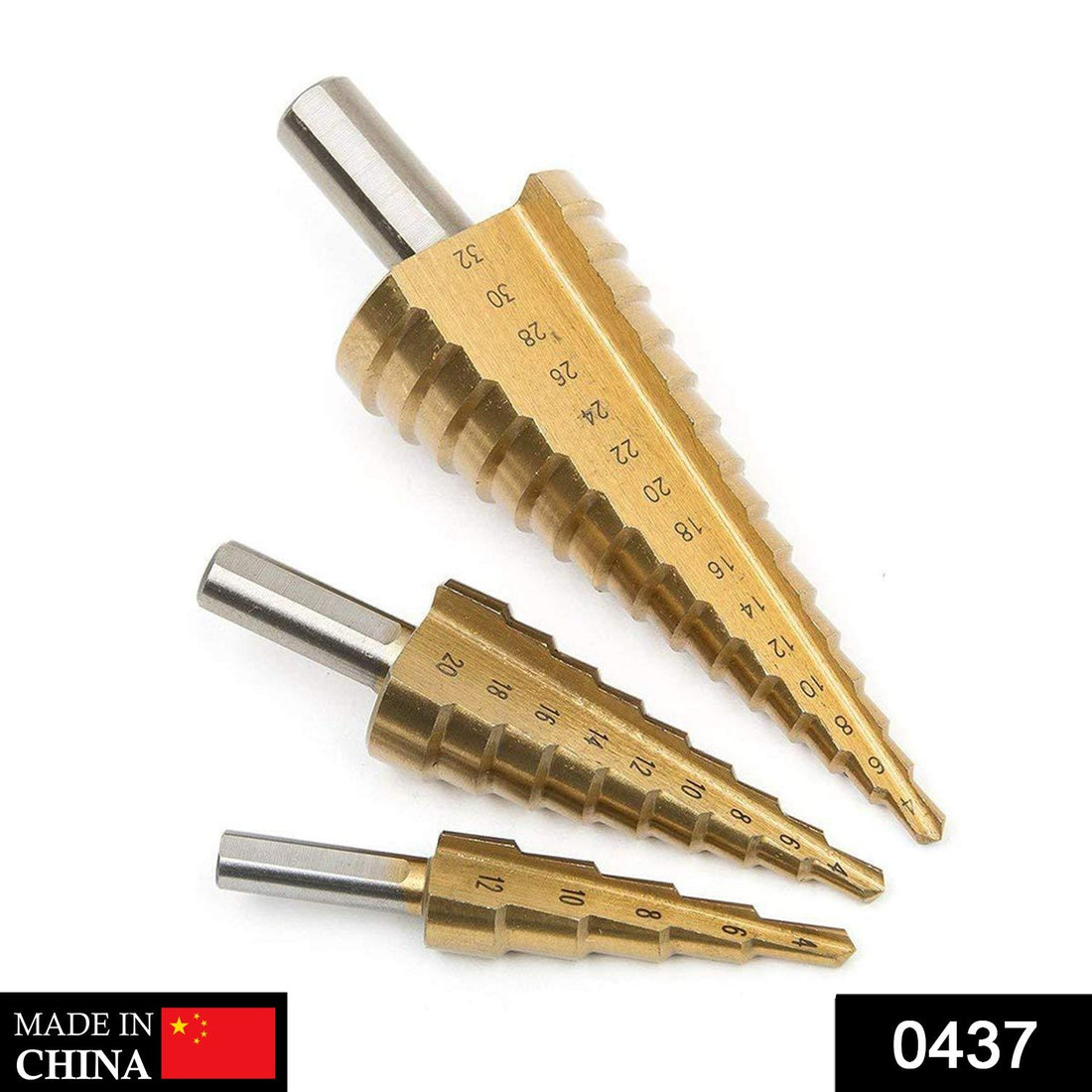 High-quality step cone drill bits with titanium coating.