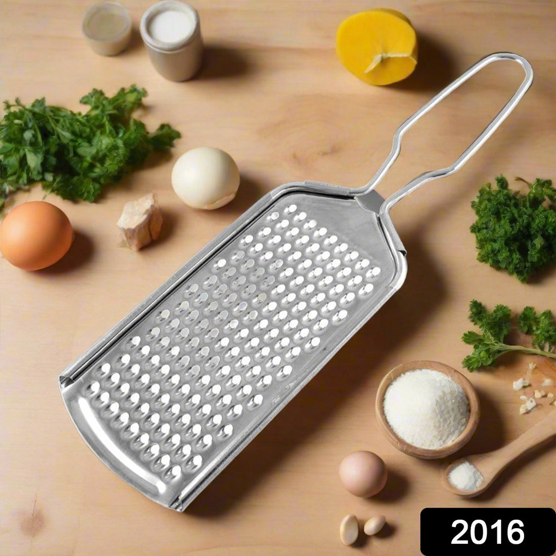 Versatile stainless steel grater designed for nutmeg, cheese, and zesting tasks in the kitchen.