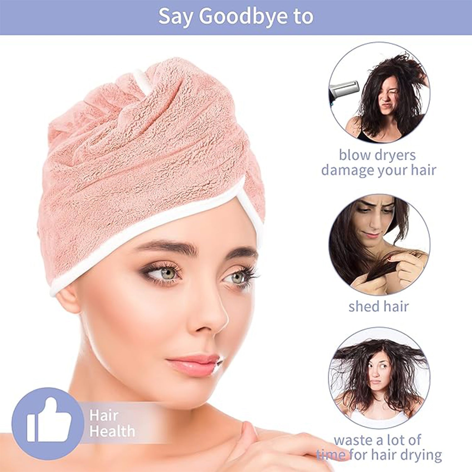 Hair Drying Magic Hair Cap Towel Wrap for Women Bath Towels (1 pc), Hair accessories