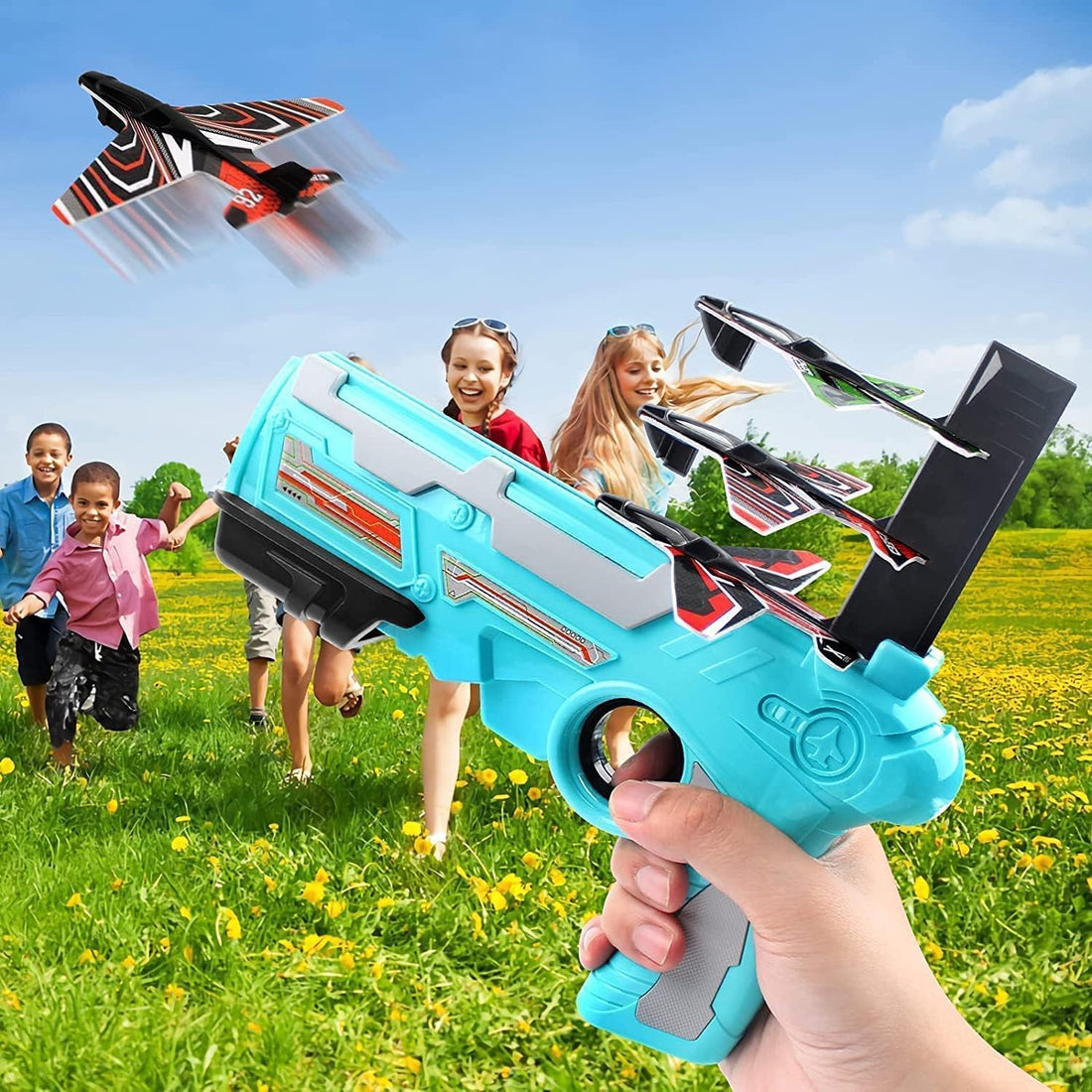 Airplane Launcher Toy with Foam Planes, 5-Pack