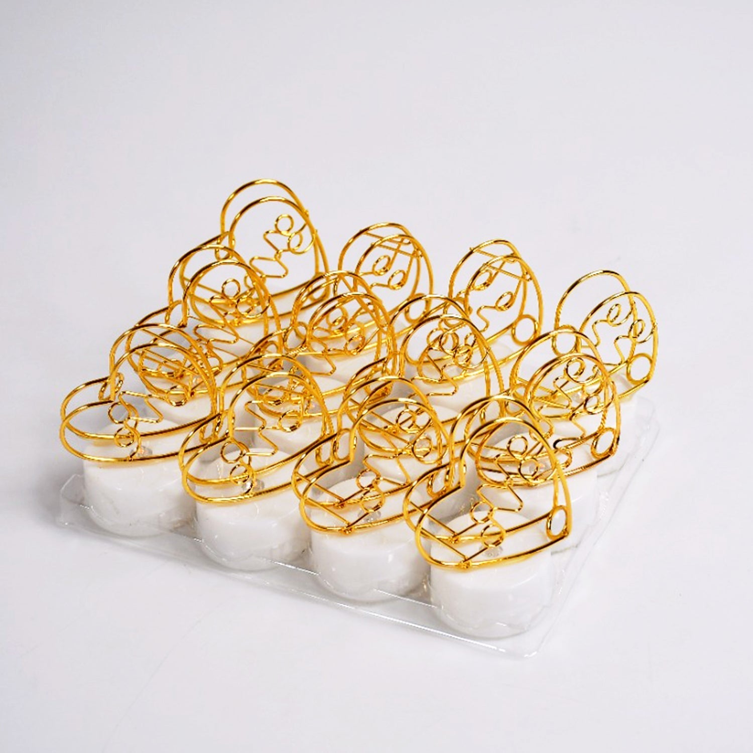 12Pc Multicolor Heart Candles Set