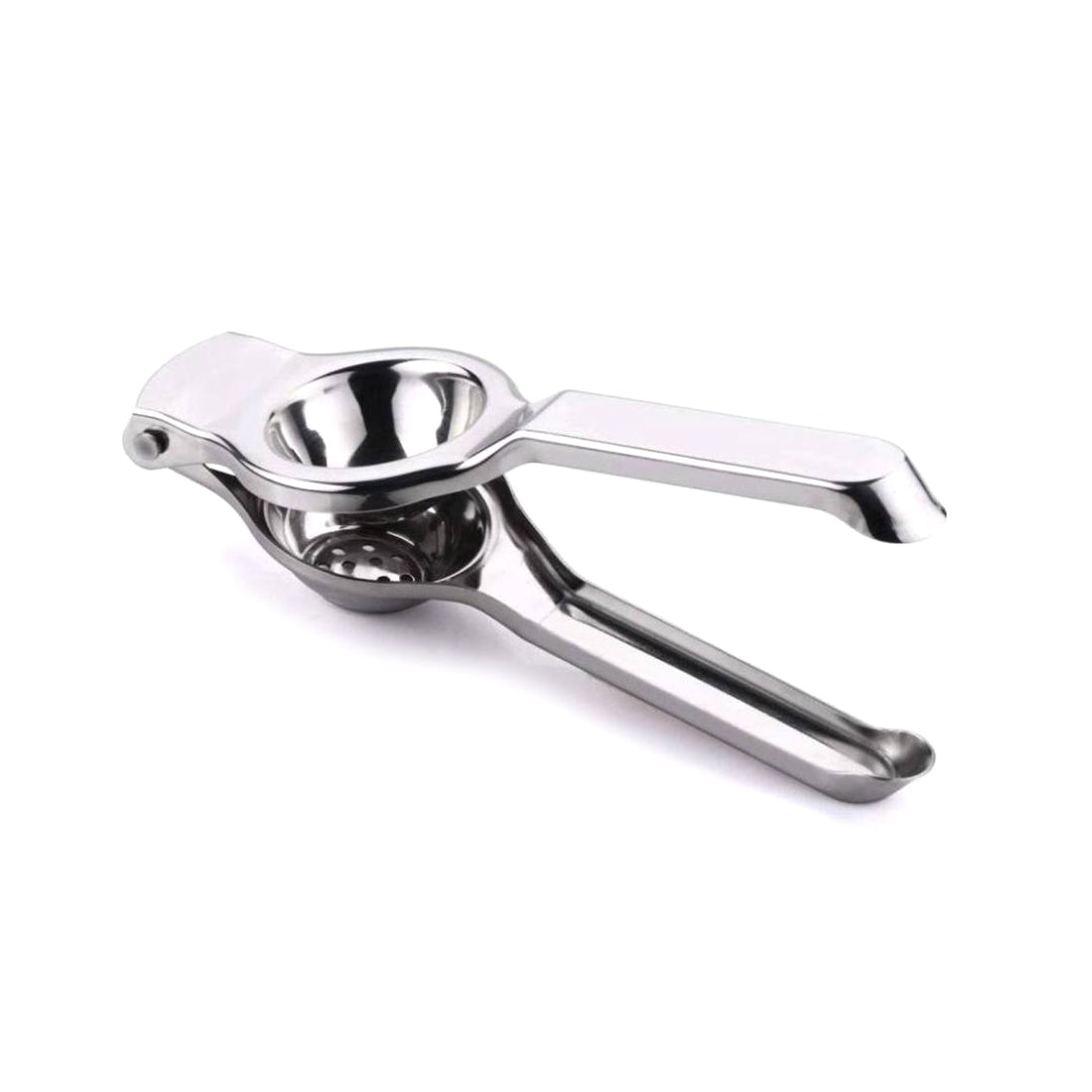 Stainless steel lemon squeezer.
