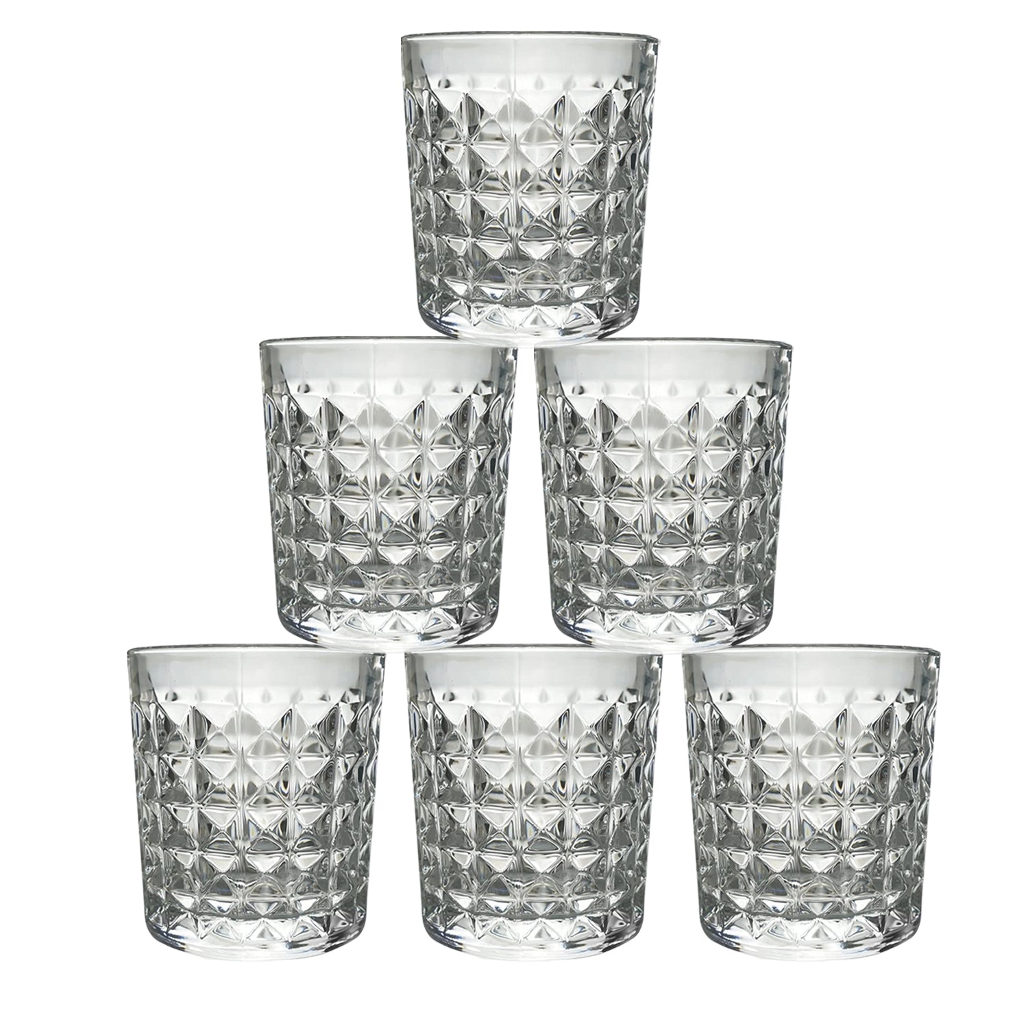 Premium Crystal-Style Glass Tumbler Set (6 Pc / 210 ML)