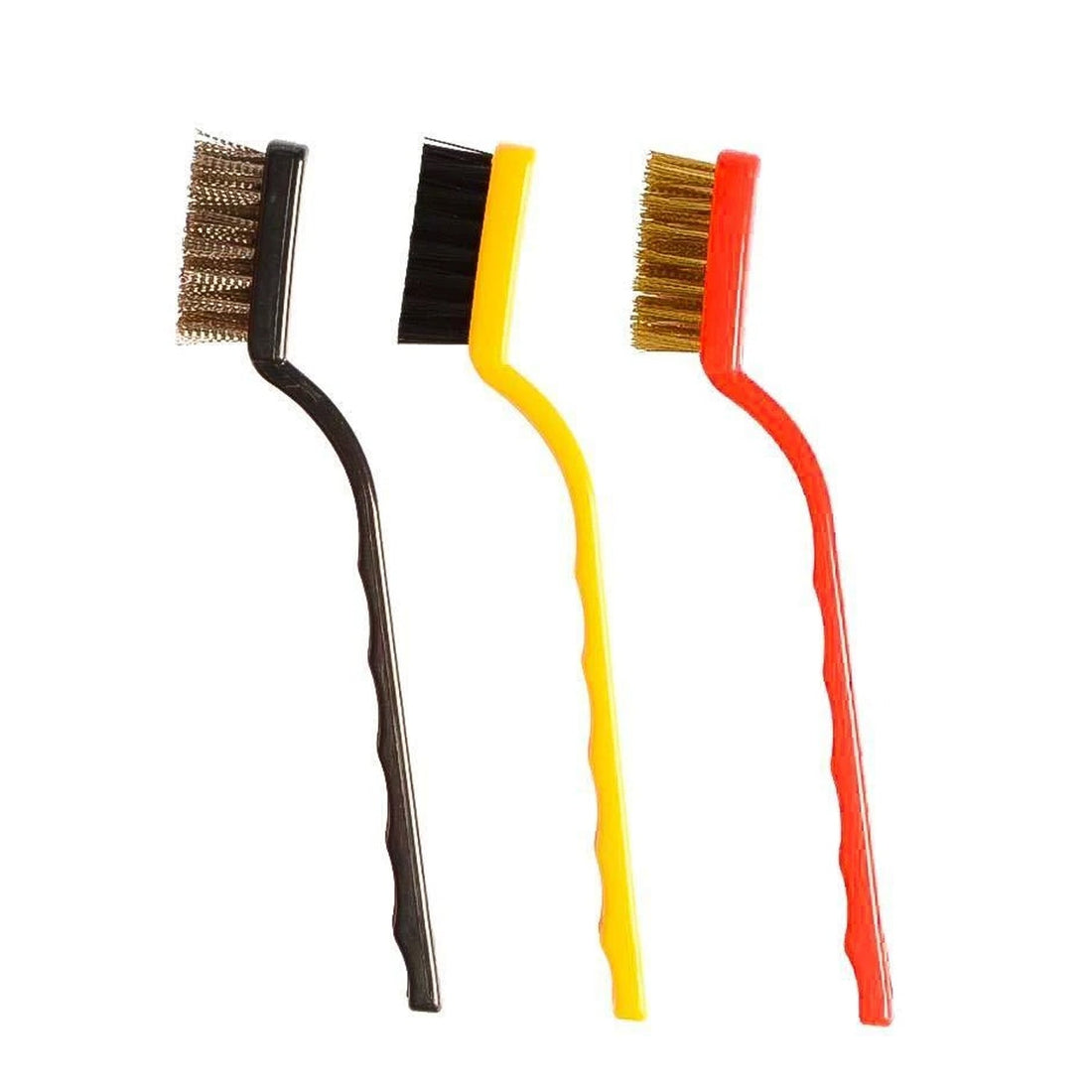 Cleaning wire brushes set with different bristle types