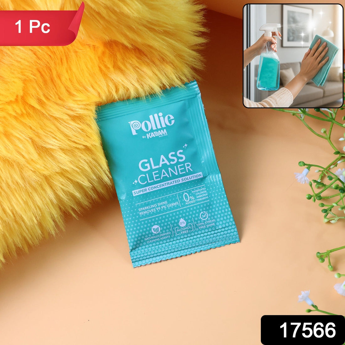Pollic Kadam Concentrated Glass & Mirror Cleaner Sachet (15 Gm)