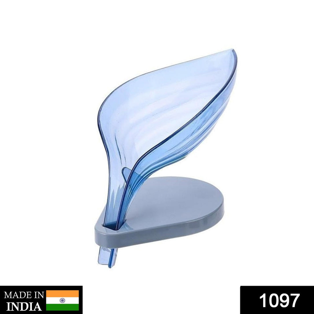 Leaf-shaped soap box with self-draining design.