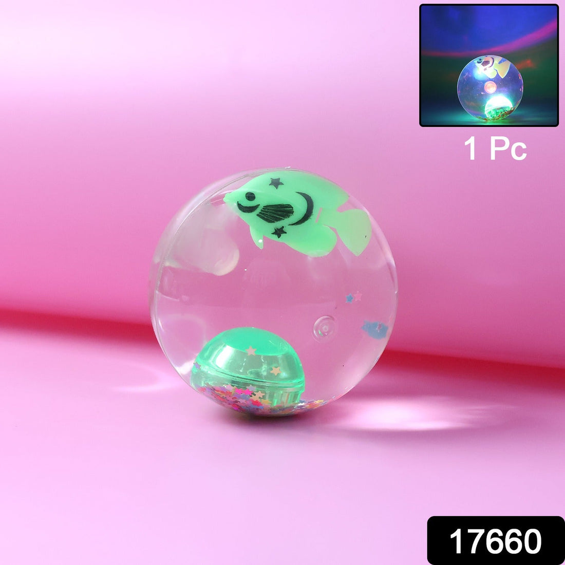 Light-Up Bouncy Fish Ball – Impact-Activated LED Flashing Sensory Toy (1 Pc)