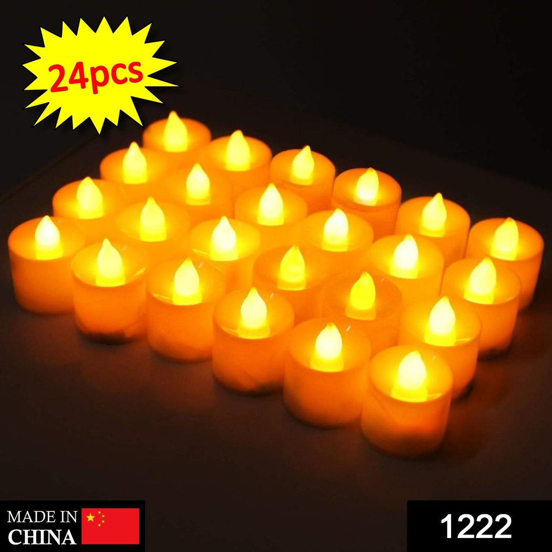 White LED tealight candles for festivals, 24 pcs