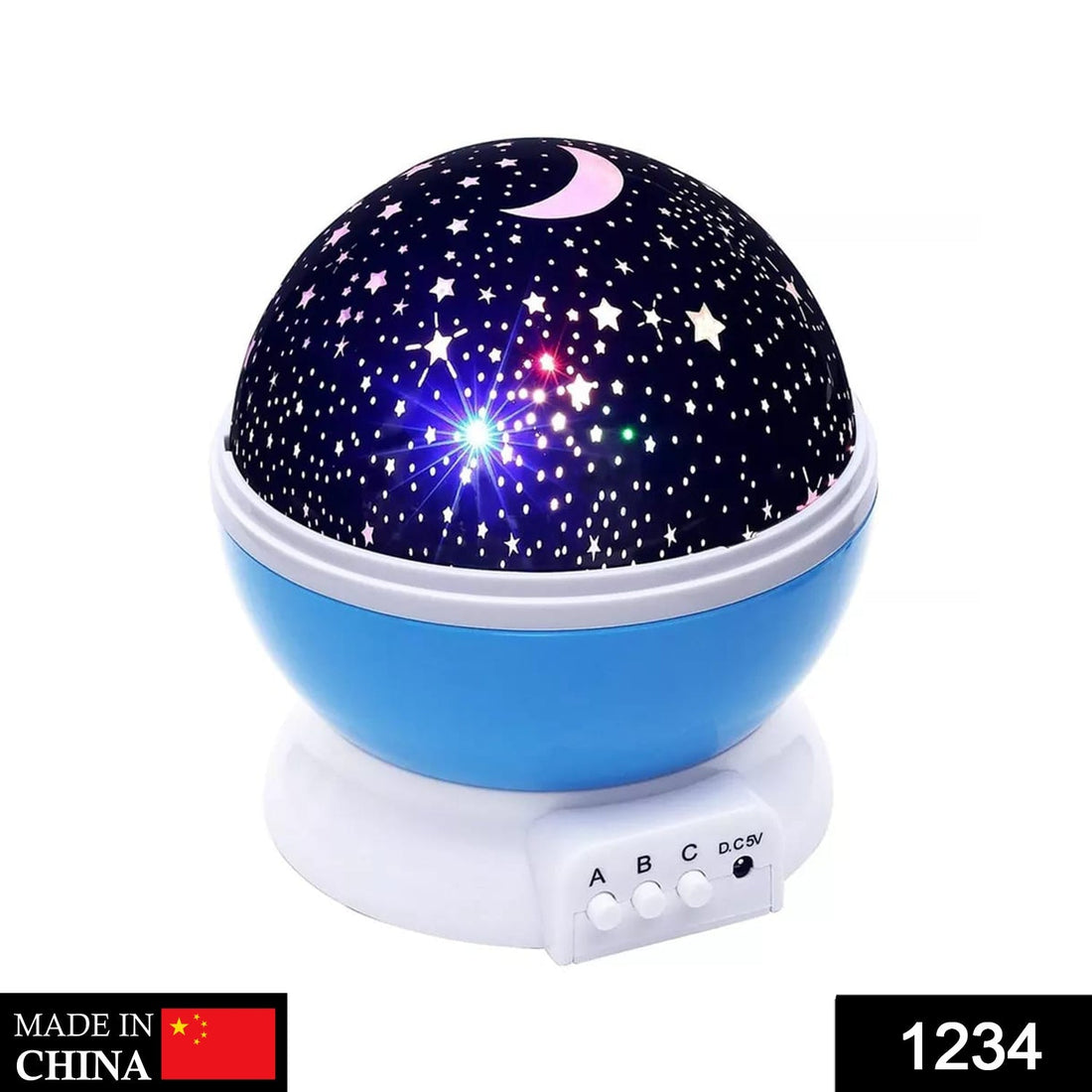 Rotating projection night lamp with star patterns