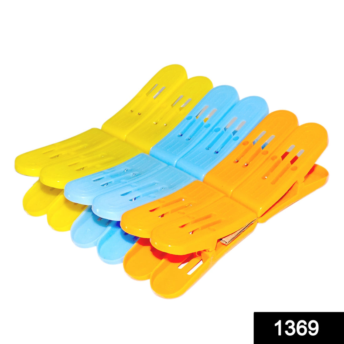 Double pin plastic clips in multicolour for strong cloth holding.