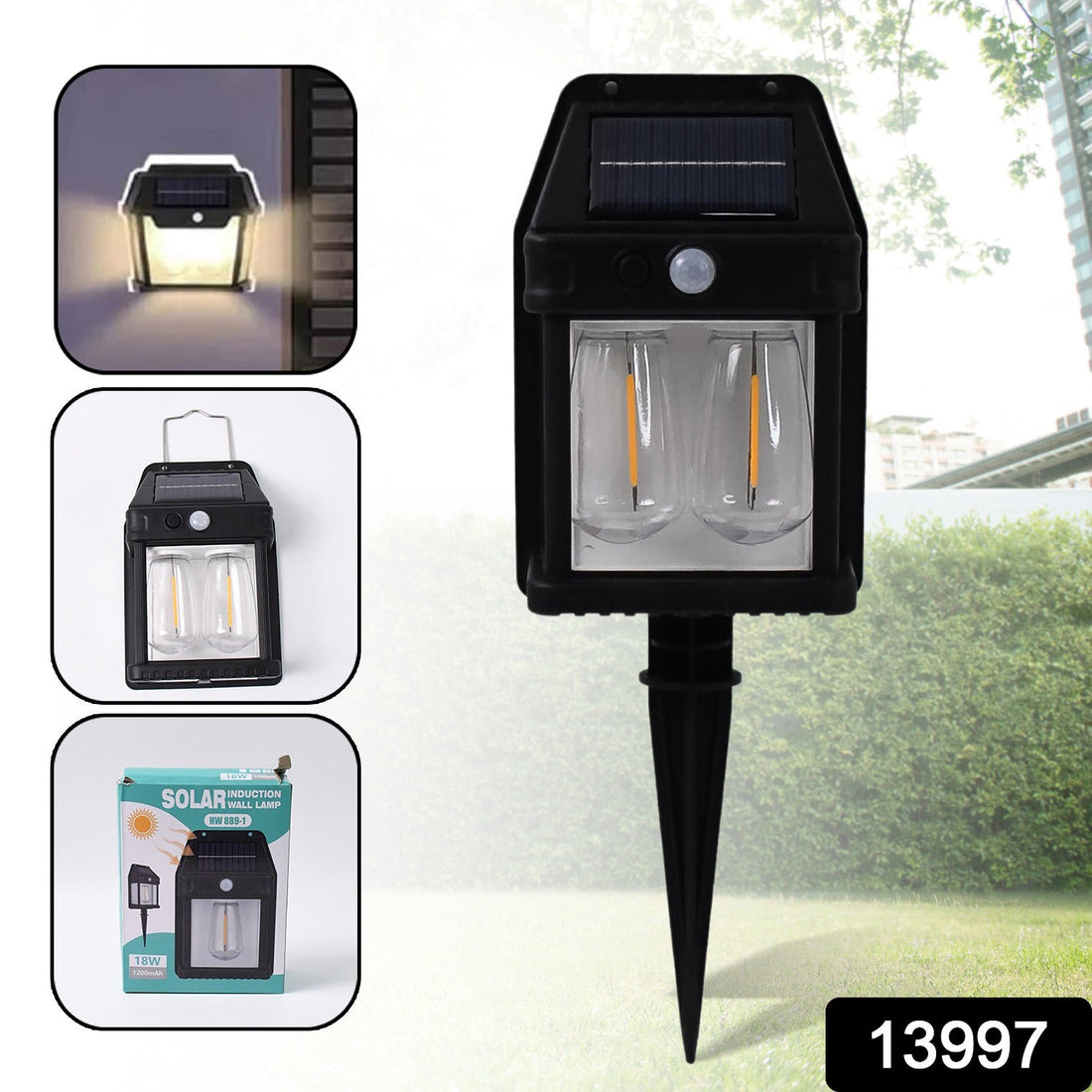 18W Solar Wall Double Lights / Lamp with 2 Modes & Motion Sensor (1 Pc)
