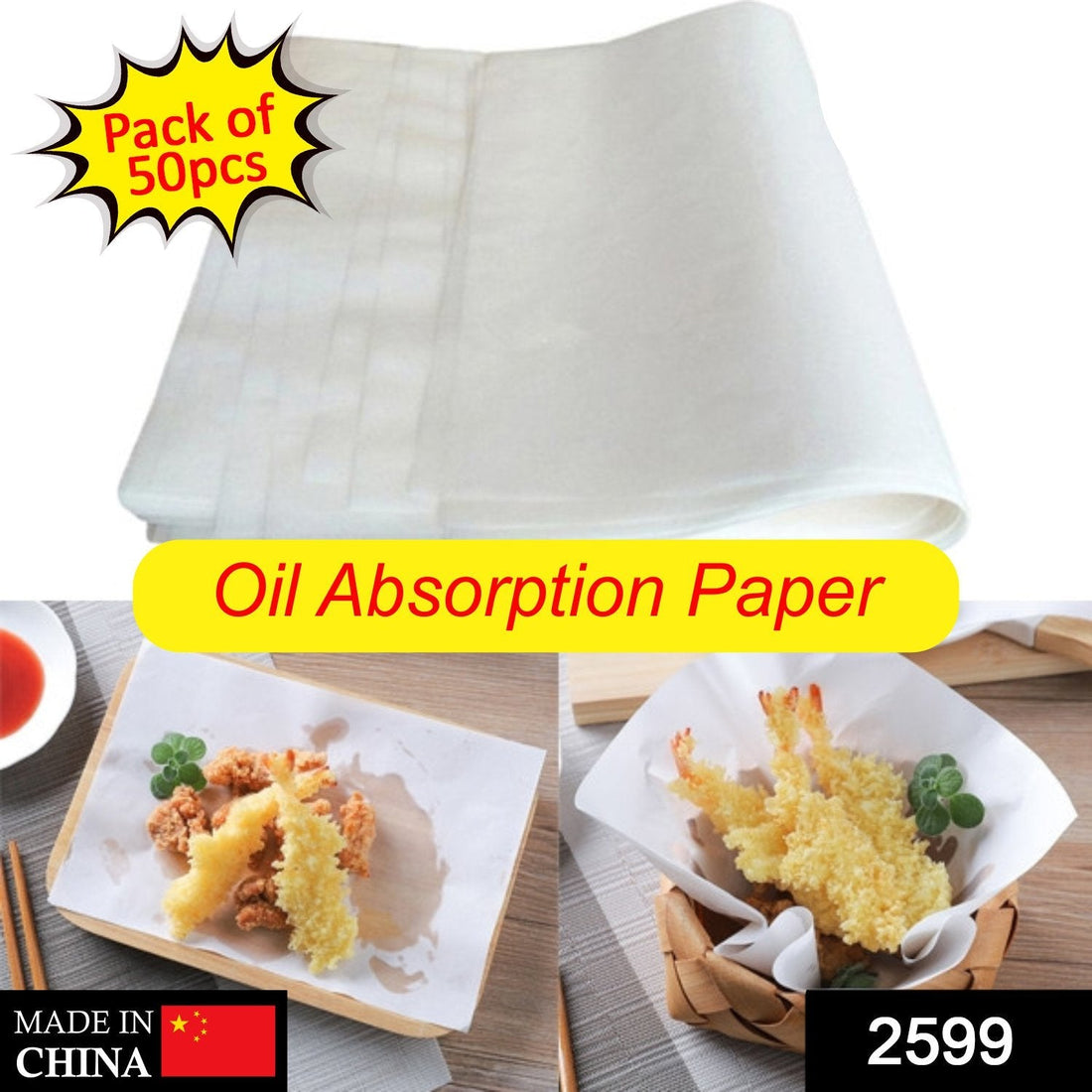 Oil-absorbing cooking sheets for kitchen use, pack of 50
