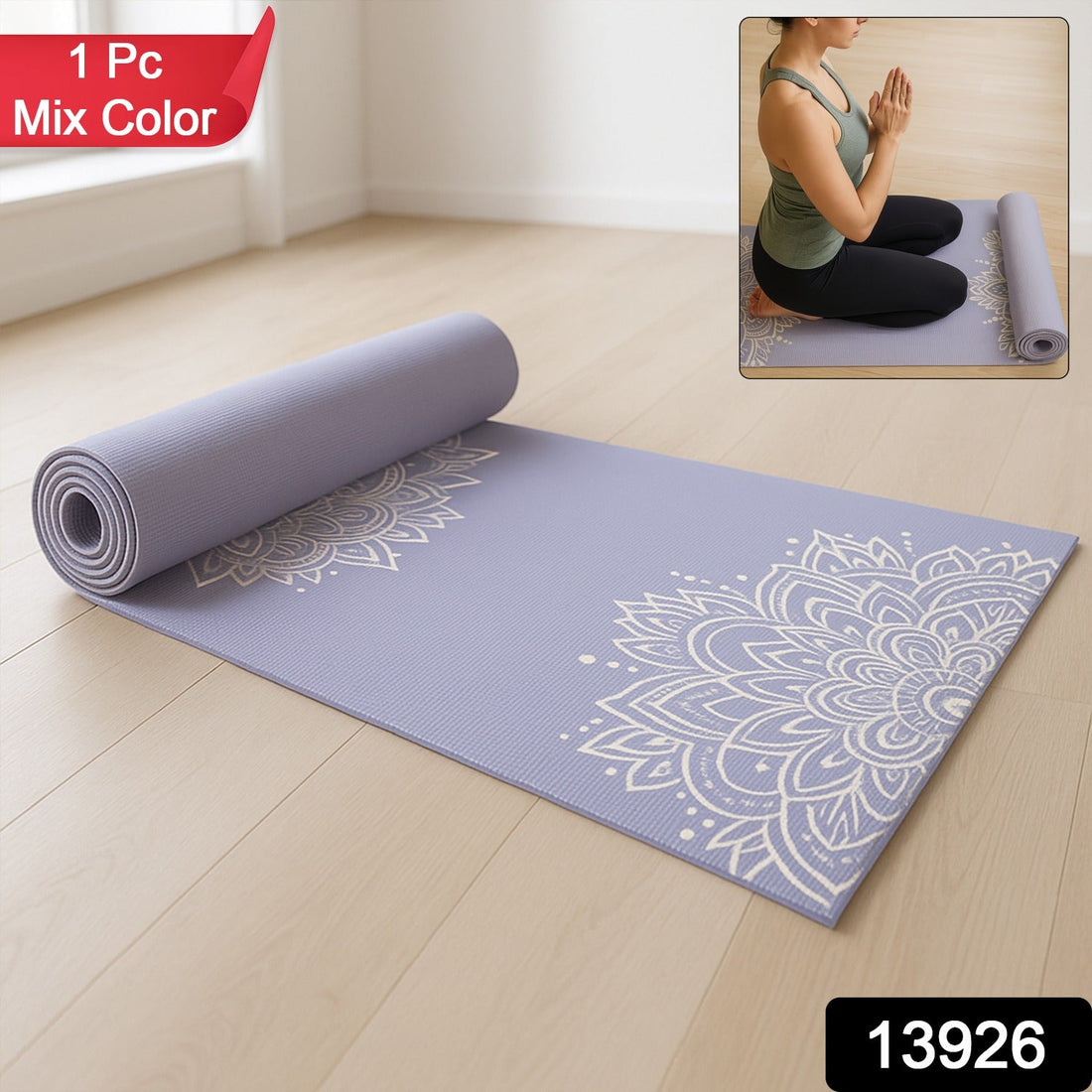 Premium Non-Slip Printed Yoga Mat (Mix Color – 1 Pc)
