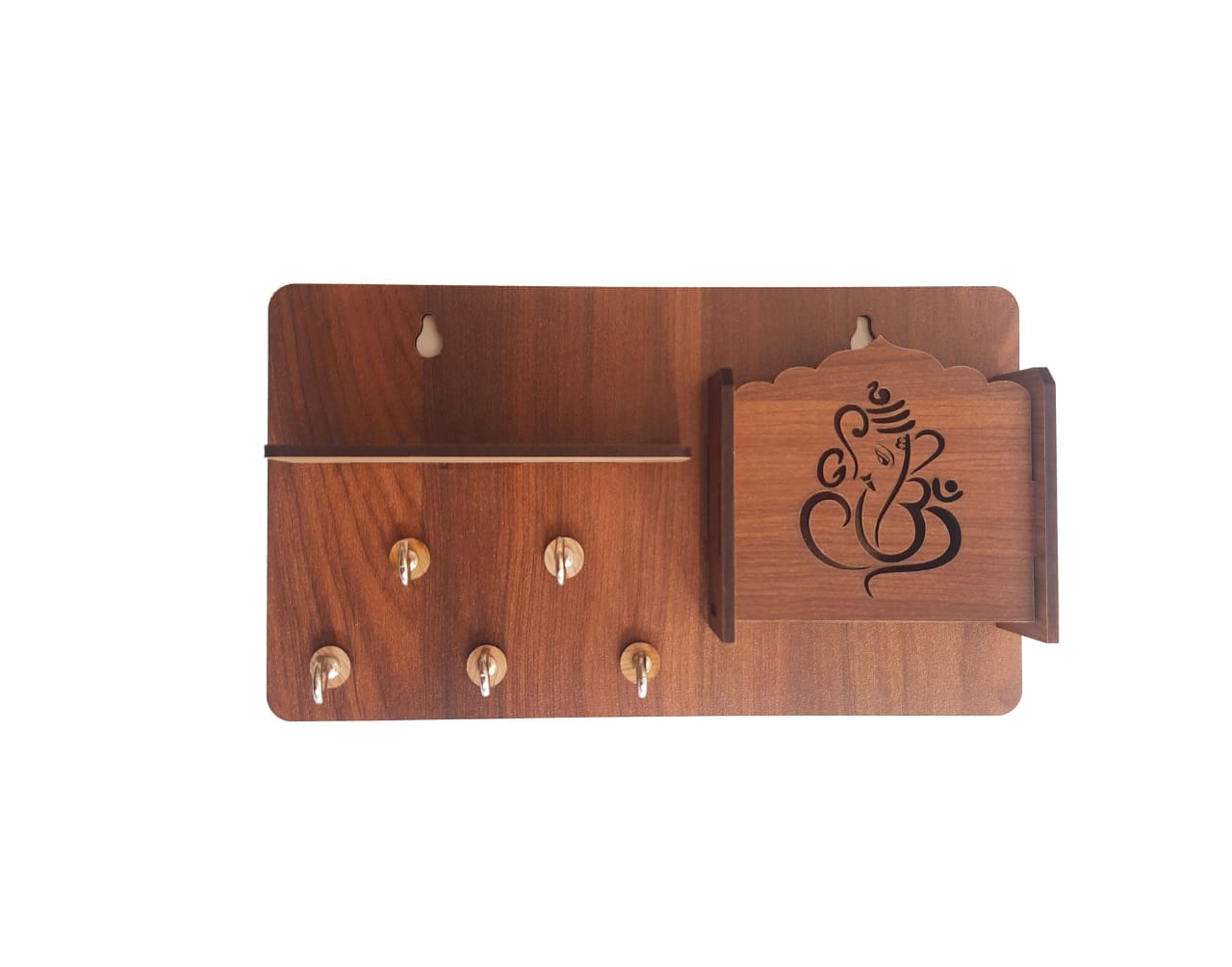 Ganesh Wooden Phone Stand & Keyholder