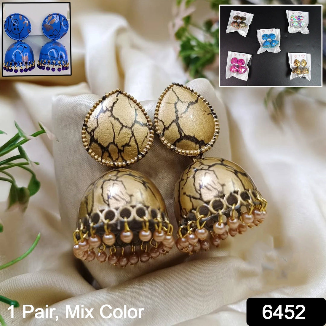 Jhumka Earrings / Buti for Women & Girls (1 Pair / Mix Color & Design)