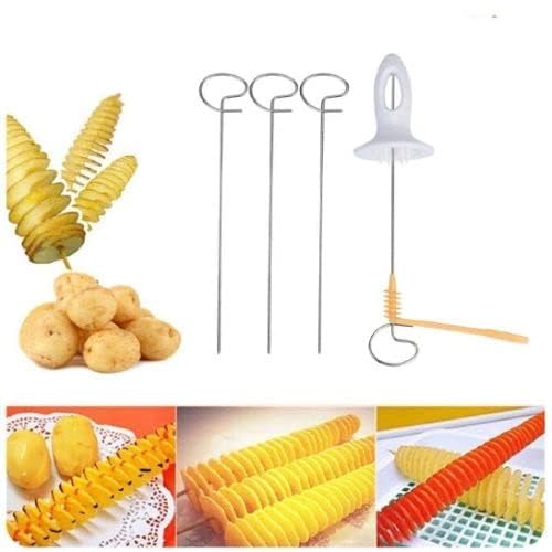 Manual Potato Chips Slicer Spiral Twister Tornado Chips Potato Slicer (Multicolor)