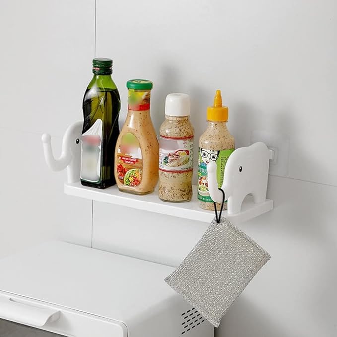 Elephant Shape Multipurpose Stand Holder for Bathroom Toilet Kitchen Bedroom Office Shelf Wall Holder Bathroom Rack Storage Box Strong Magic Sticker Shower Rack Shelf (Multicolor, Pack of 1)