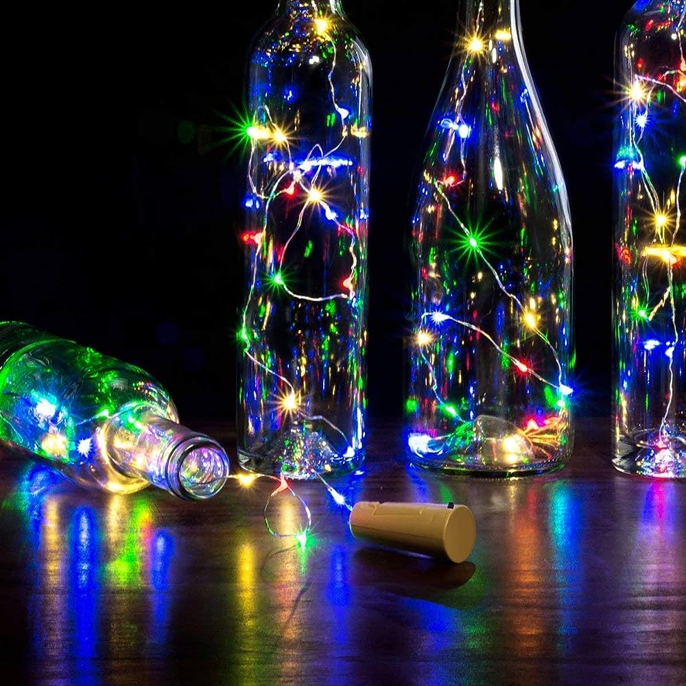 Wine Bottles Cork String Lights - Battery Powered - Decorations for Garden, Wedding, Christmas & Party - Multicolor Light –  LEDs/3 Ft (Pack of 5)