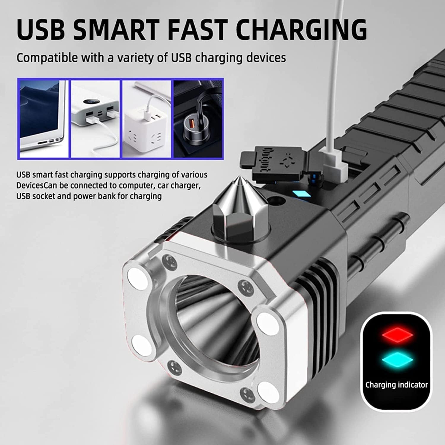 Charkee 5W Ultra Bright Rechargeable LED FlashLight , Waterproof, 5 hrs Torch