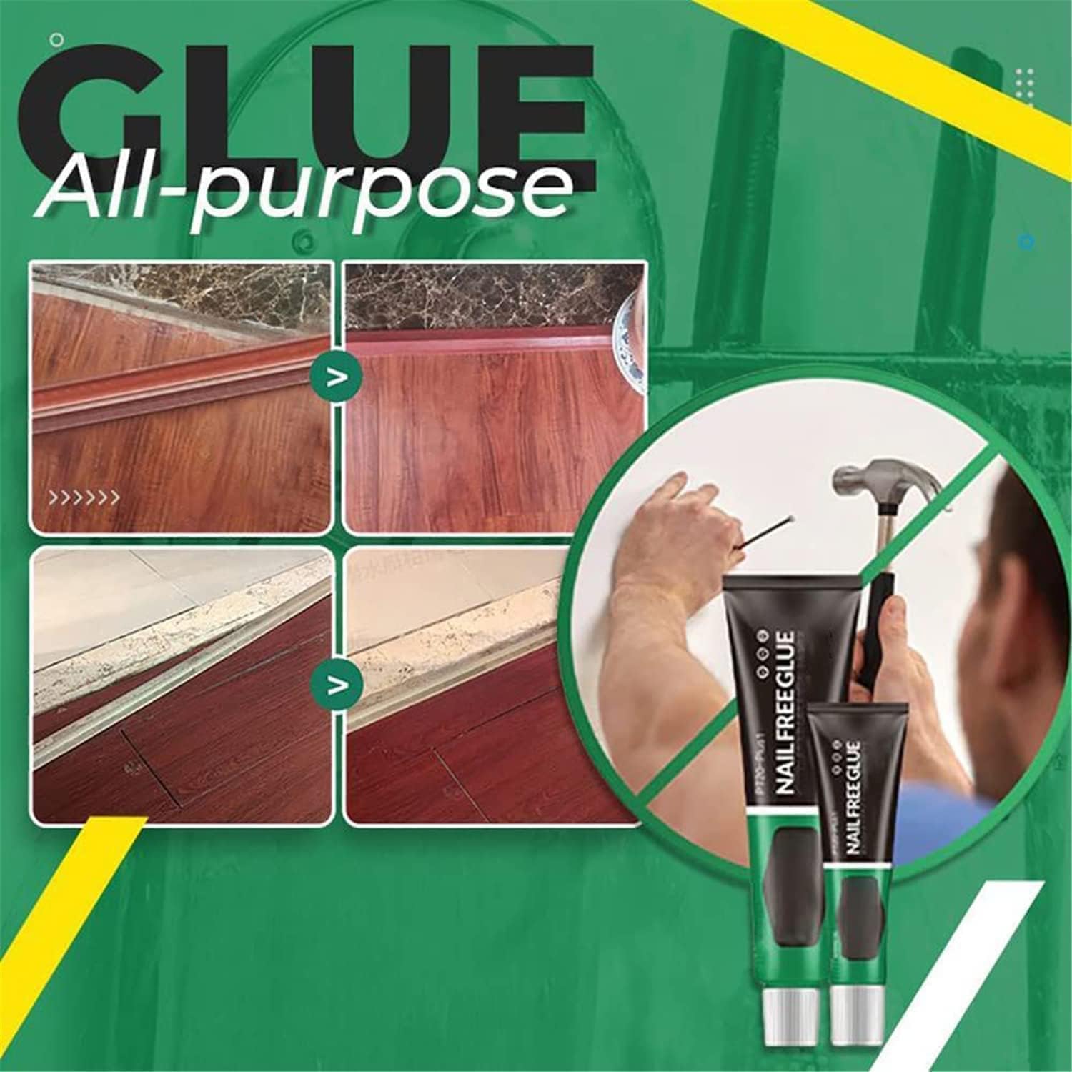 Nail Free Sealant Glue Multifunction Adhesive Glue for Wood, Ceramic, Metal, Glass, All-Purpose Heavy-Duty Adhesive, (12 Gram X Pack of 2)