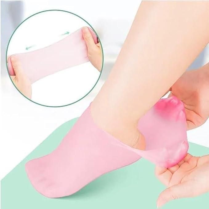Silicone Gel Heel Socks Anti Slip for Dry Cracked Feet (Pack of 2)