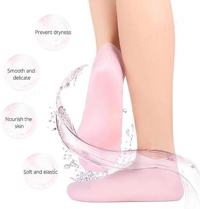 Silicone Gel Heel Socks Anti Slip for Dry Cracked Feet (Pack of 2)