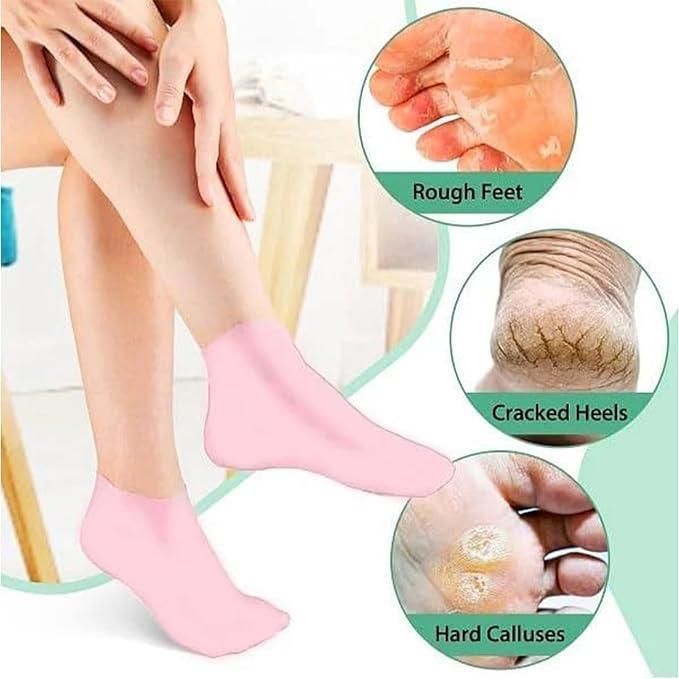 Silicone Gel Heel Socks Anti Slip for Dry Cracked Feet (Pack of 2)