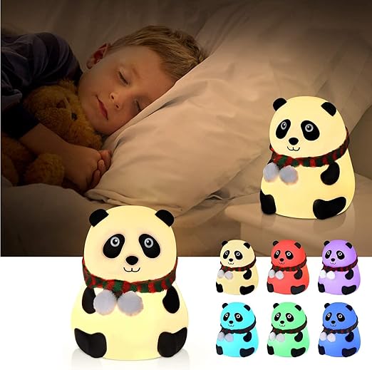 Silicone Panda Touch LED Lamp Night Light For Kids Panda Lover Gifts For Teen Girls Boys Night Light Lamp Cute Aesthetic Baby Room Decor Gifts For Girlfriends Item With 7 Multicolor (Panda)