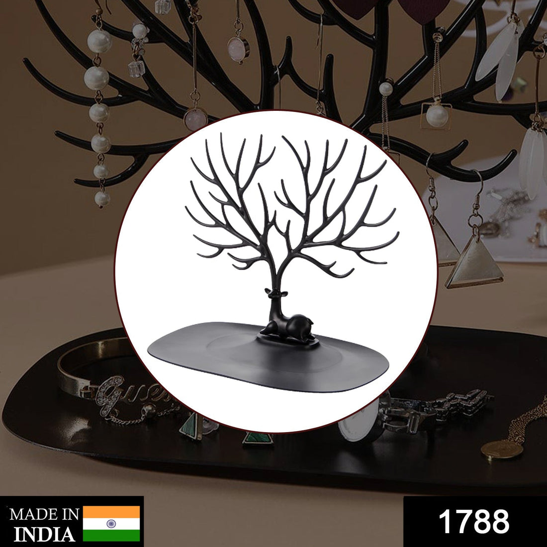 Deer-shaped jewelry display holder, earring organizer.