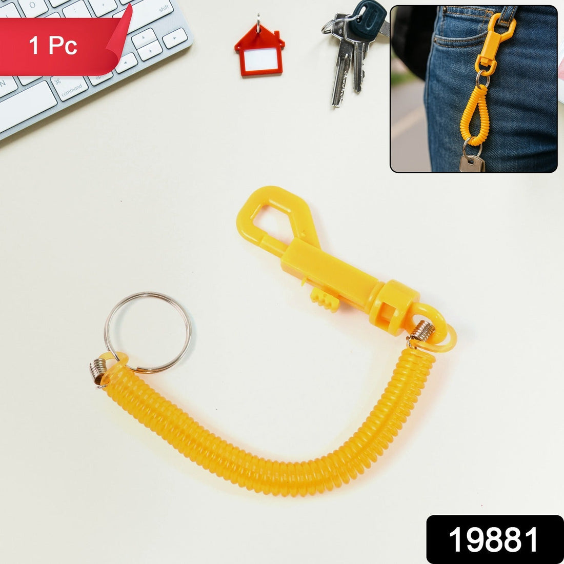 Coiled Retractable Keychain - (1 Pc)