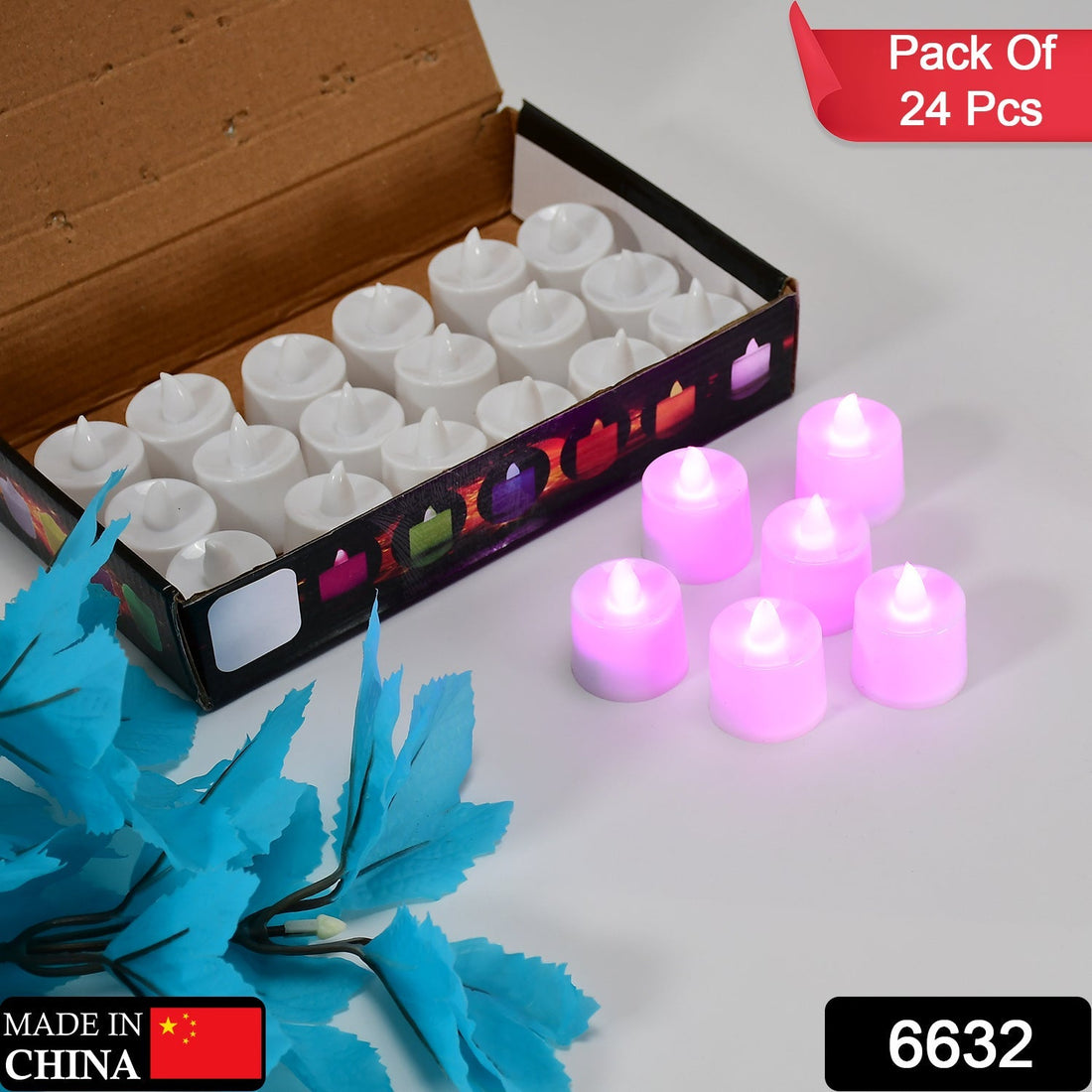 Pink Flameless LED Tealights, Smokeless Plastic Decorative Candles - Led Tea Light Candle For Home Decoration, Diwali (Pack Of 24)
