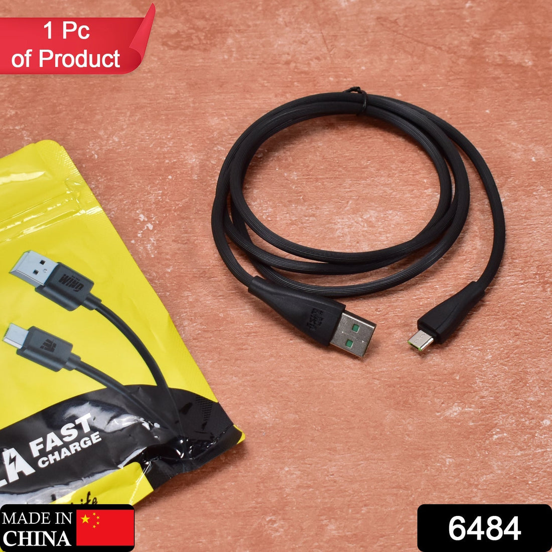 Micro USB cable for charging and data.