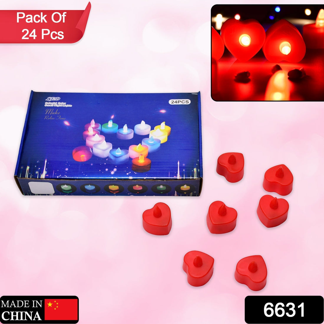 Multicolor LED heart-shaped tea light candles
