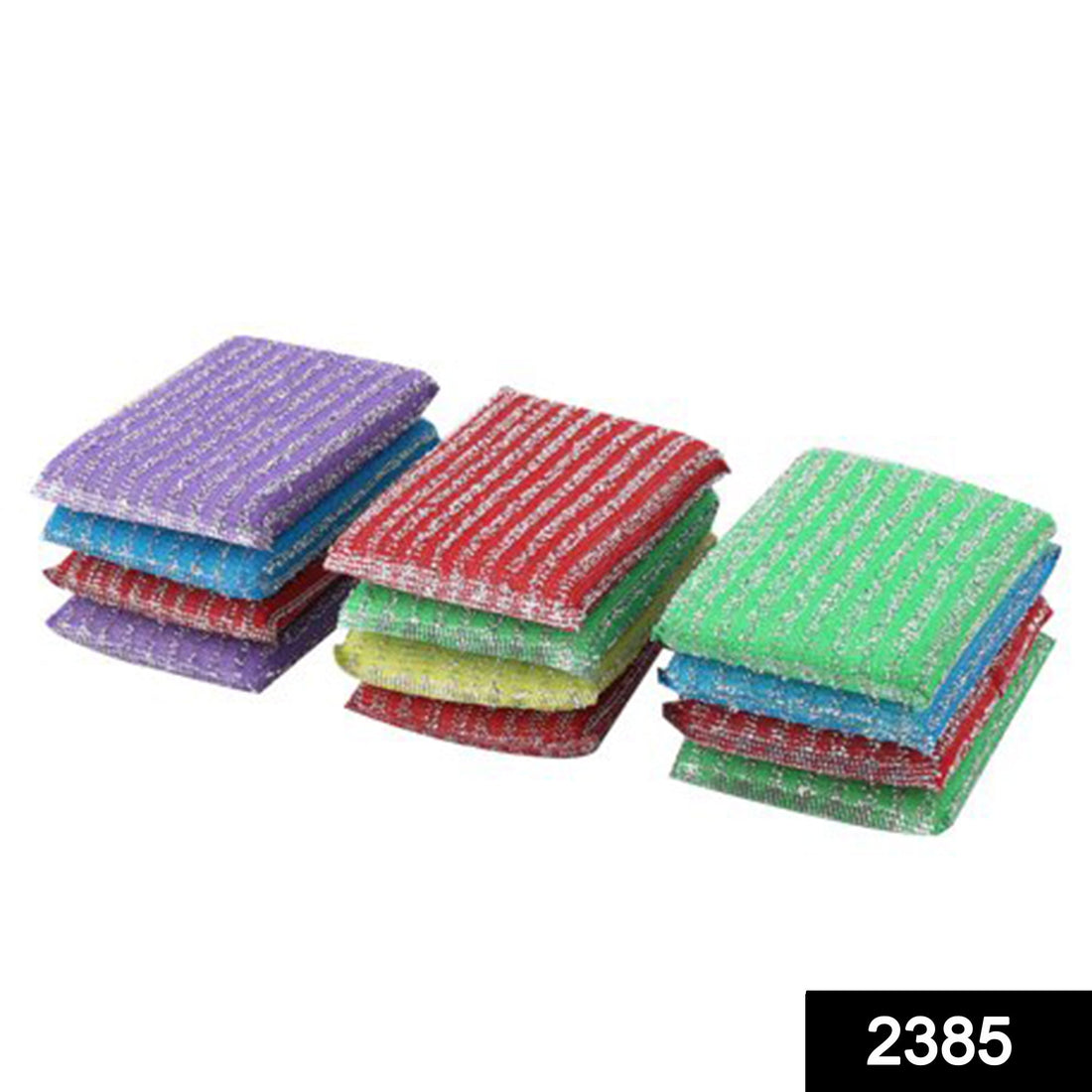 Scratch-proof kitchen scrub pads, pack of 12, ideal for cleaning utensils and cookware.