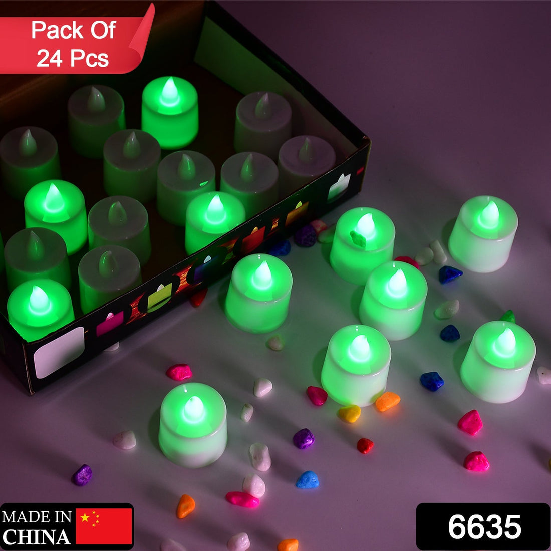 Green LED flameless tealights