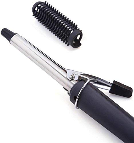 Sleek black curling iron with barrel for easy styling.