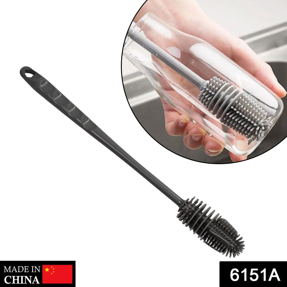 Brush designed for cleaning narrow bottles.