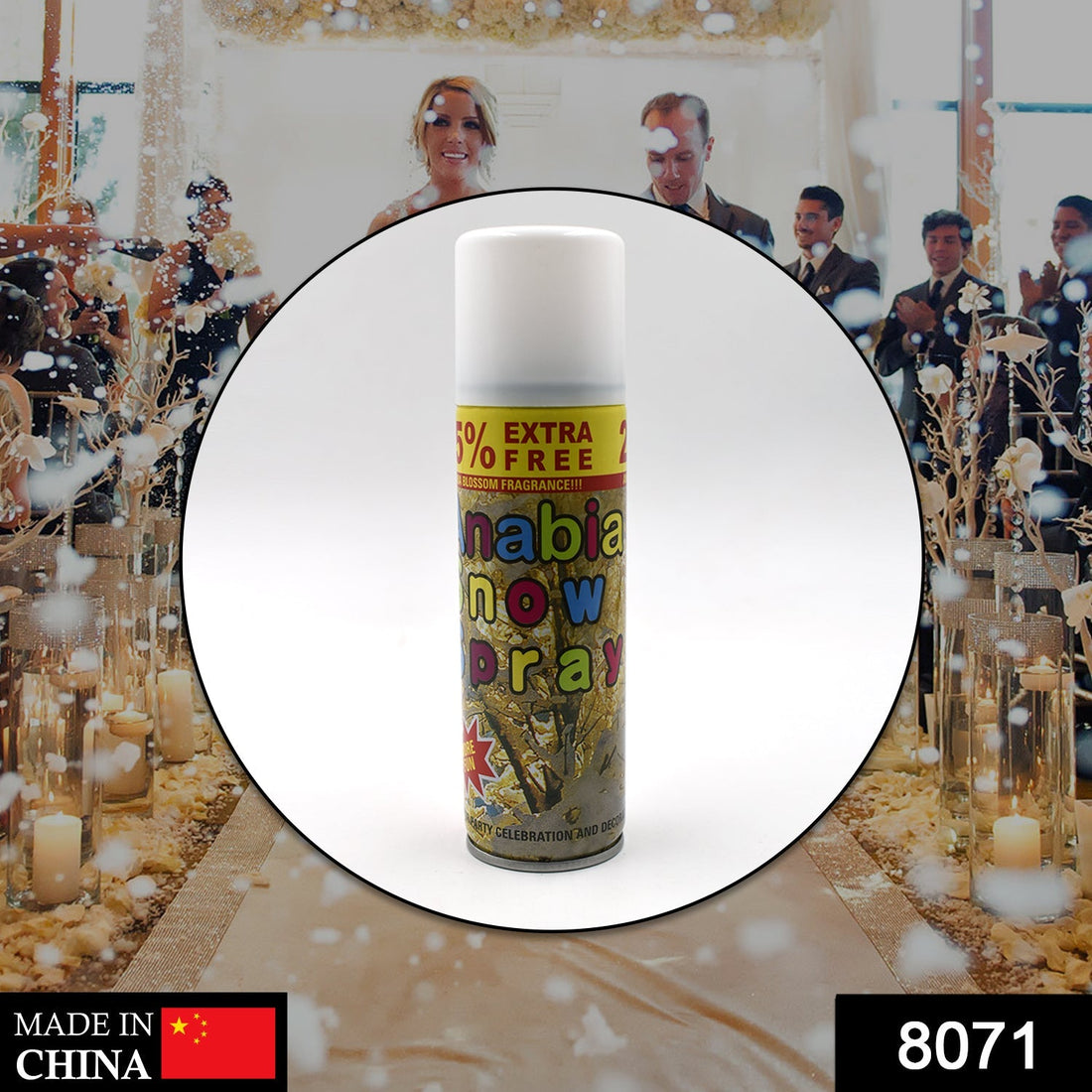 Snow spray can for fun at official and social events.