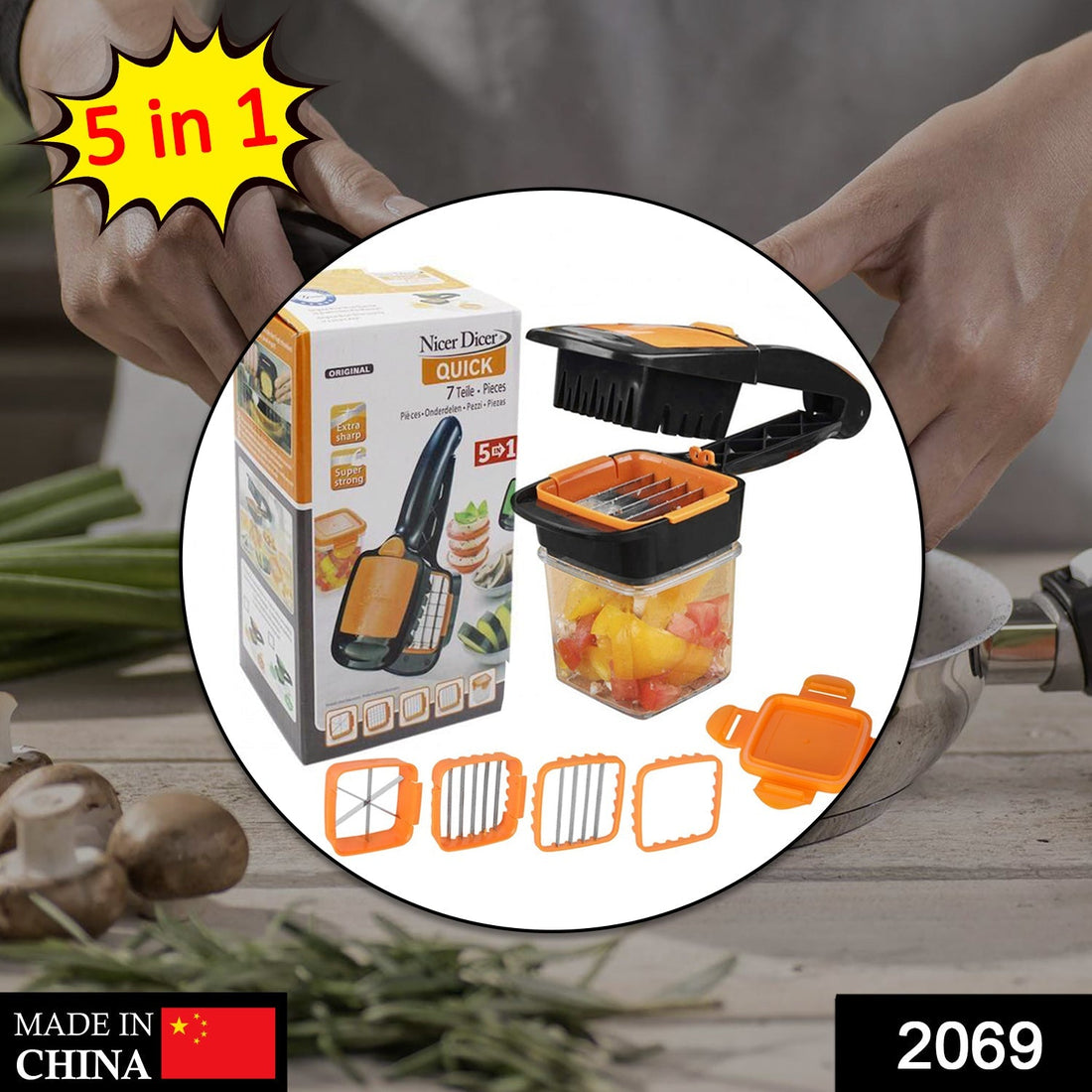 5 in 1 nicer dicer for easy cutting and shredding in the kitchen.