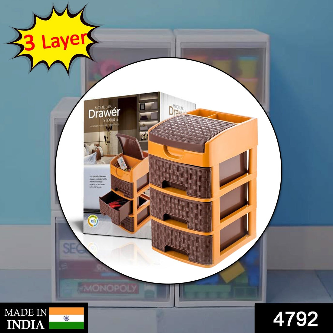 Versatile 3-layer storage shelf for household and office use.