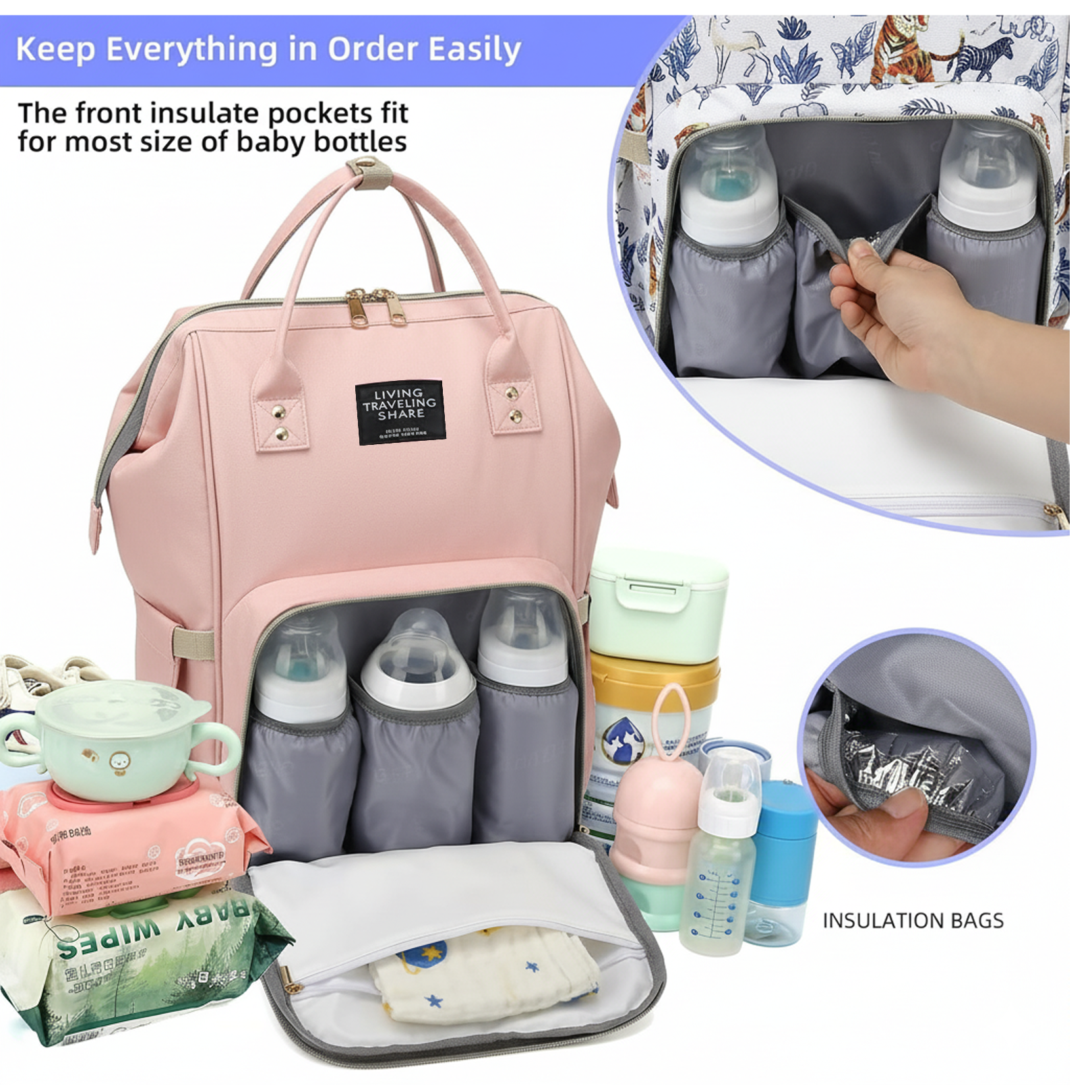 Multipurpose Large Capacity Mom's Backpack Diaper Bag (1 Pc)