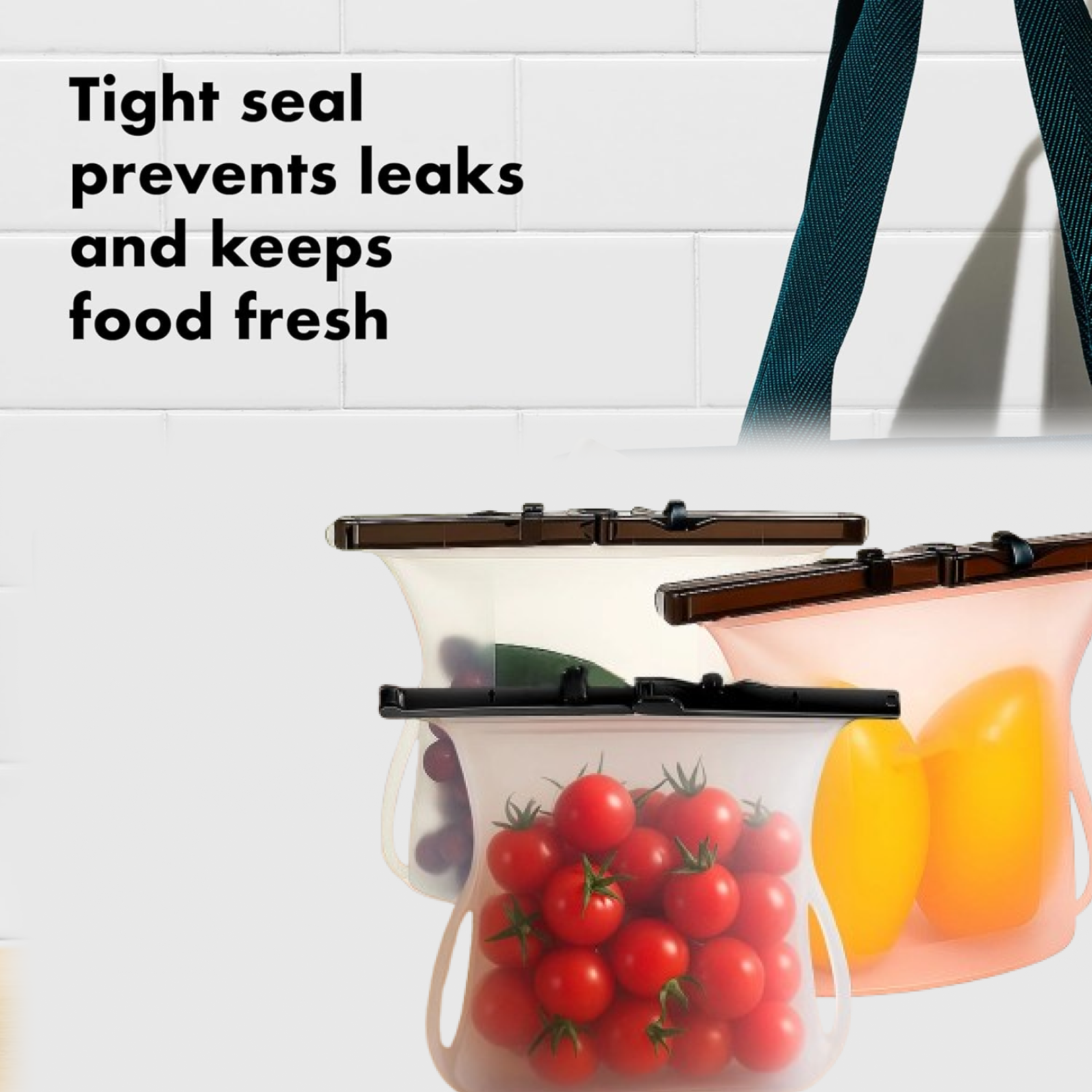 Eco-Friendly Food Storage: Reusable Silicone Bags (3-Pack) - Leakproof & Safe