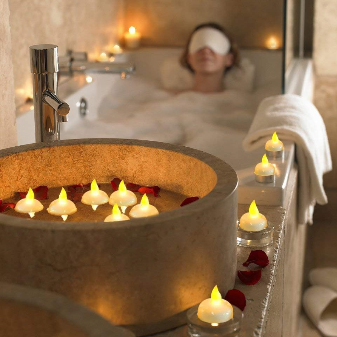 Set of 12 Flameless Floating Candles Battery Operated Tea Lights Tealight Candle - Decorative, Wedding., Diwali( Diya , Divo , Diva , Deepak , Jyoti ,)