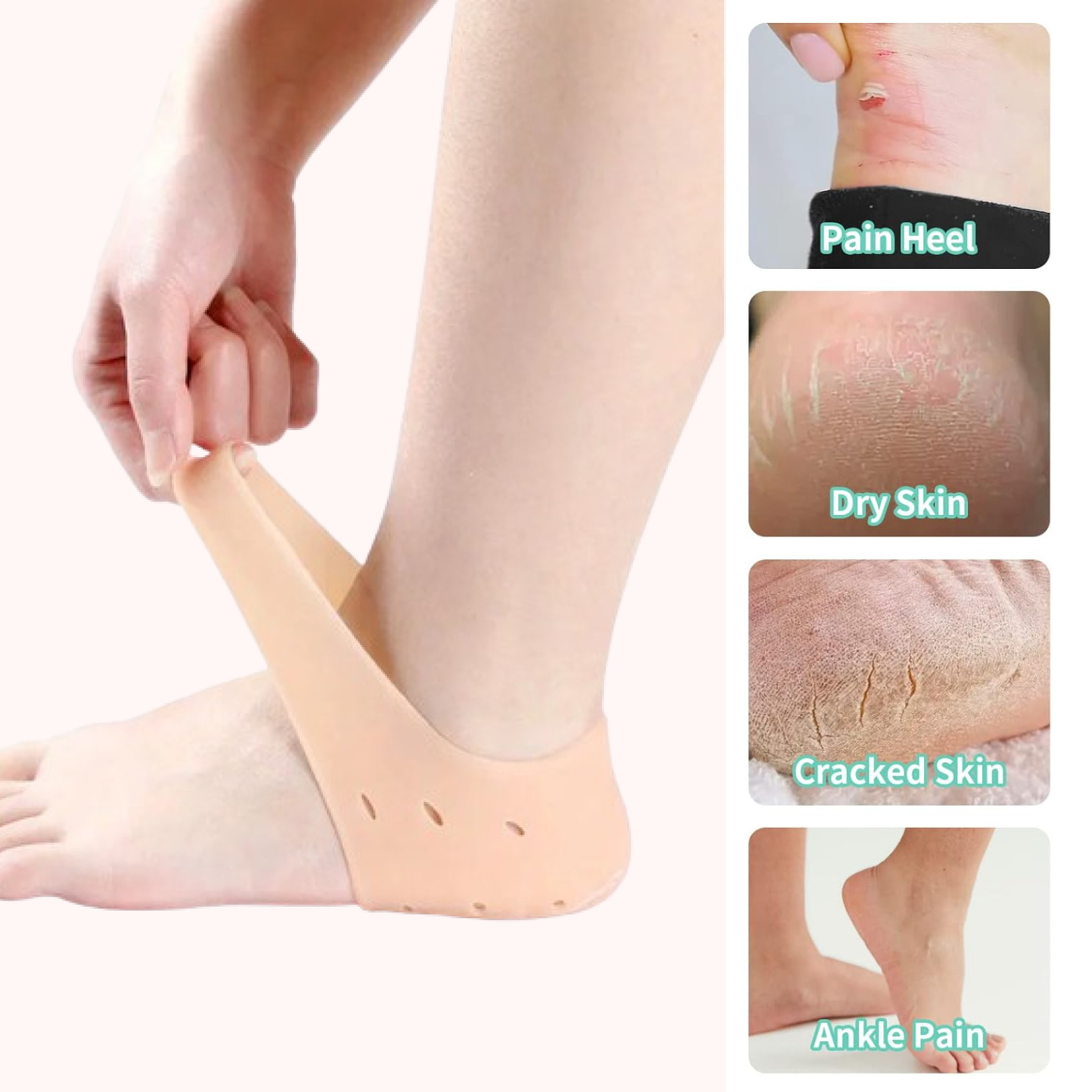 Anti Crack Silicon Gel Heel Moisturizing Socks for Foot Care Men Women (Loose Pack)