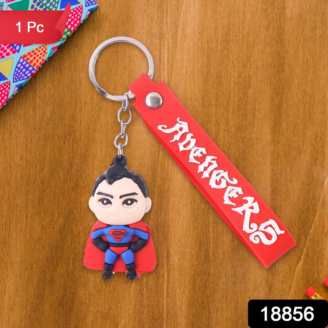 Cute Cartoon Silicone 3D Key Chain with Metal Hook & Strap (Pack of 1)
