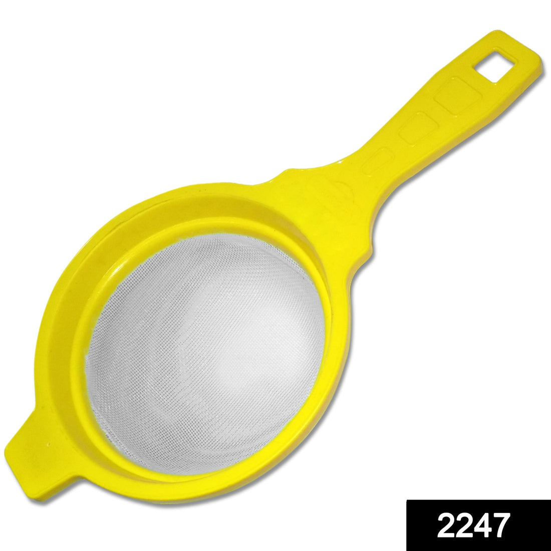Multicolored juice strainer, filters out pulp for smooth beverages.