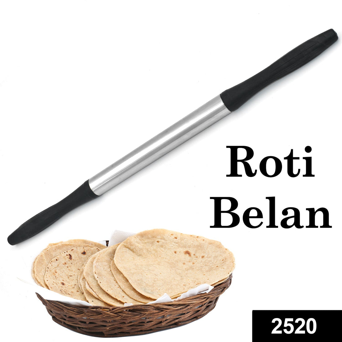 Kitchen Plastic Roti Maker Belan / Rolling Pin (Black)