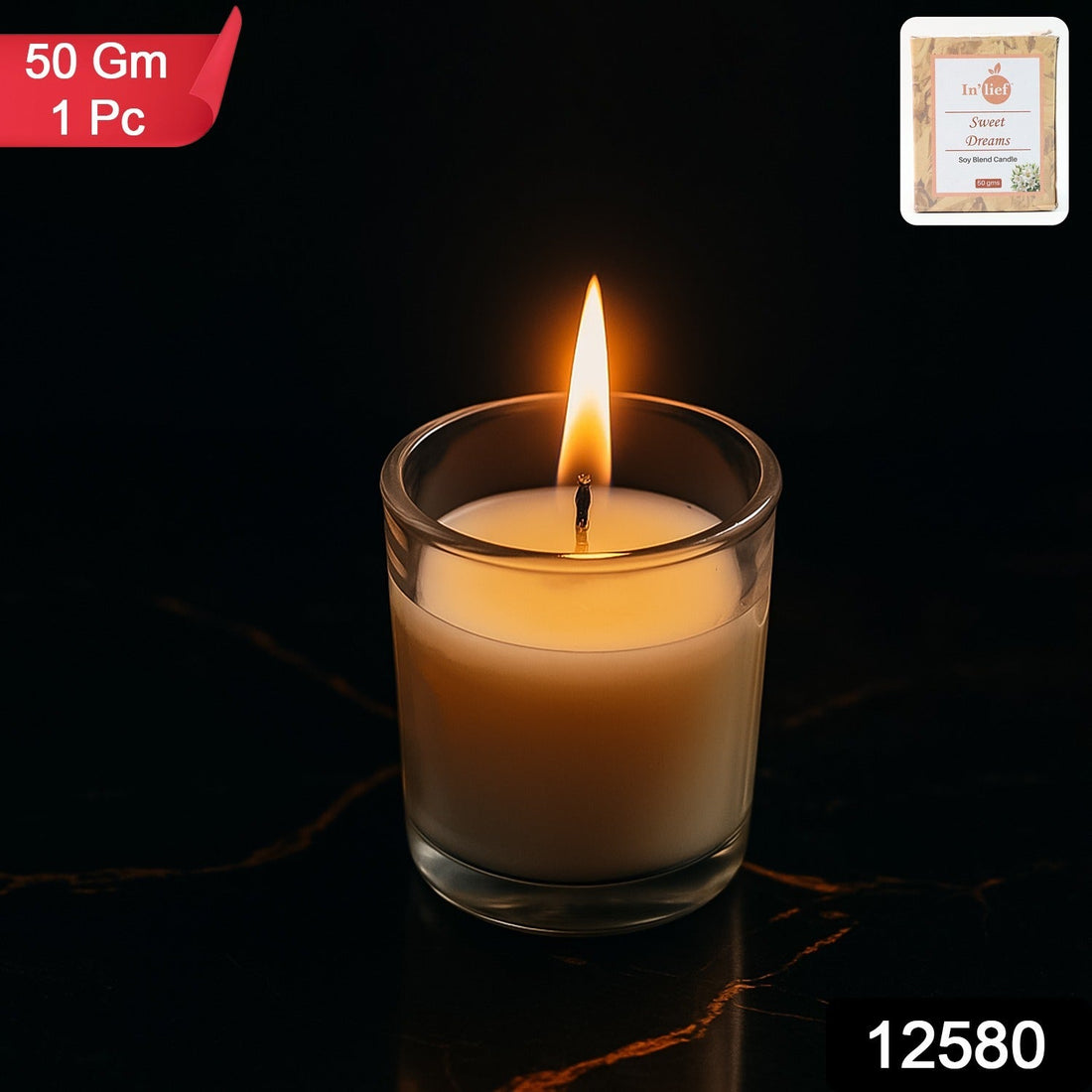 In'lief Scented Votive Jar Candle in Glass / Sweet Dreams Soy Blend Candle (50 Gm)